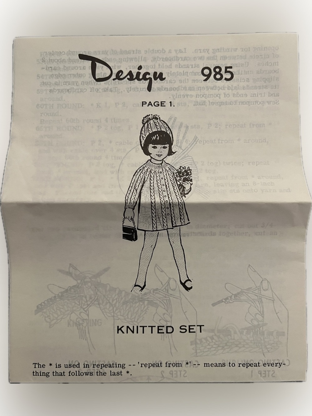 🍄 Vintage New Design 985 Knitted Set Coat Hat Pattern Craft Handmade